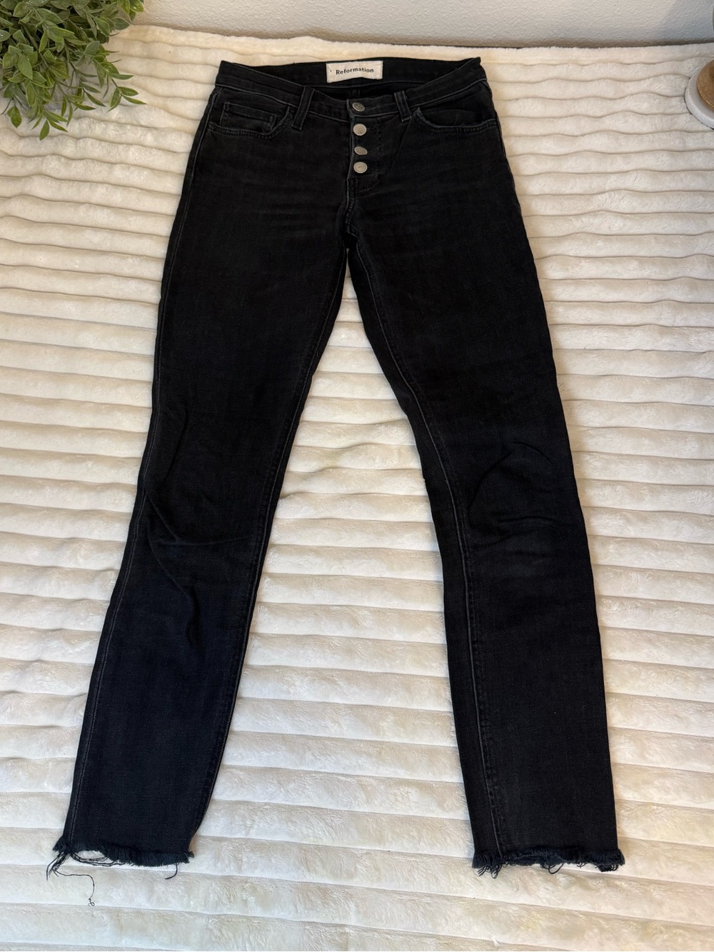 Reformation black button fly jeans size 23